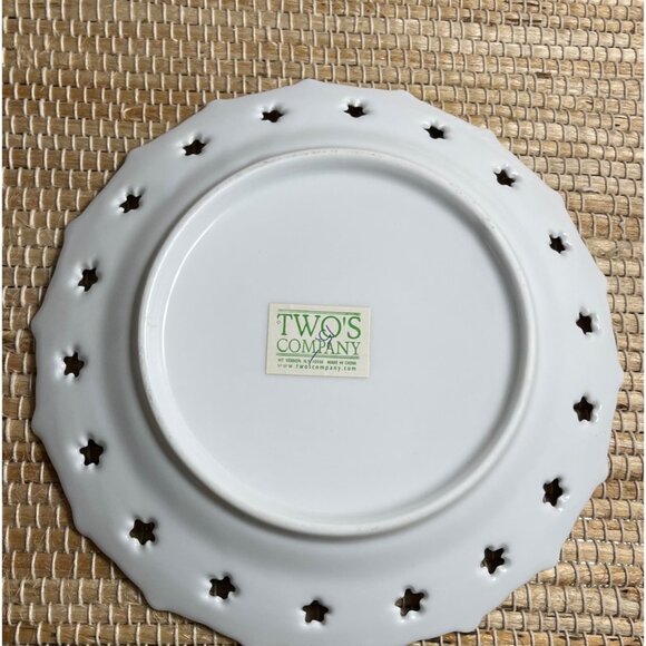 Decorative Pierced Star In Heart Edge Plate 8.5” By Twos Company grannycore - Picture 3 of 3